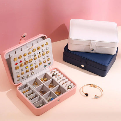 Jewelry Box Leather Flip-Top Multiple Compartments