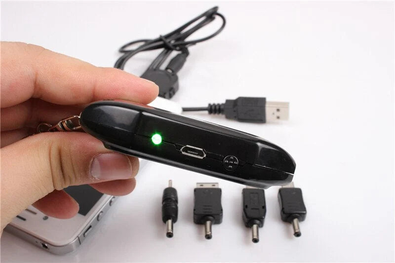 Keychain Power Bank Solar Charging LED Flashlight