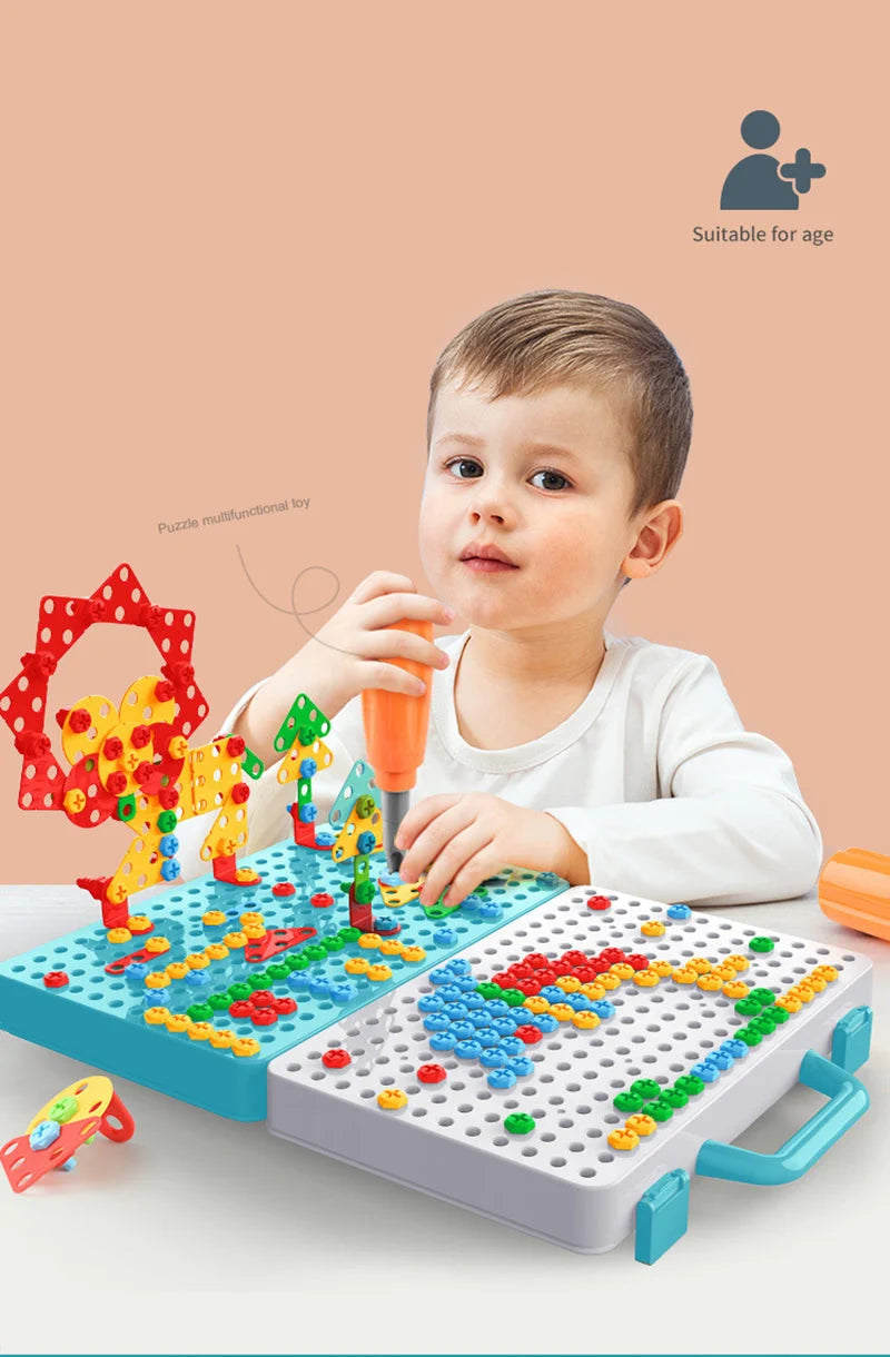 Kids Building Set Electric Drill Screws & Plates