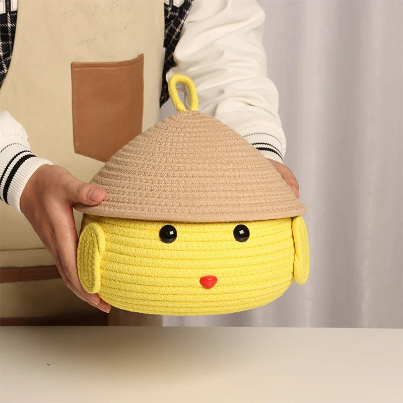 Kids Storage Basket Pudding Dog Soft Fabric Toy Organizer