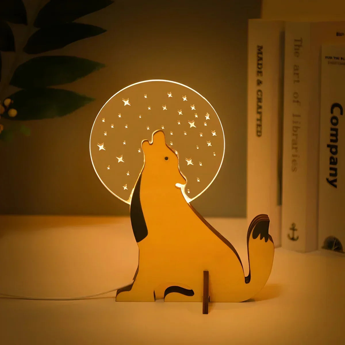 Kids Table Lamp Wooden Animal Soft Nightlight