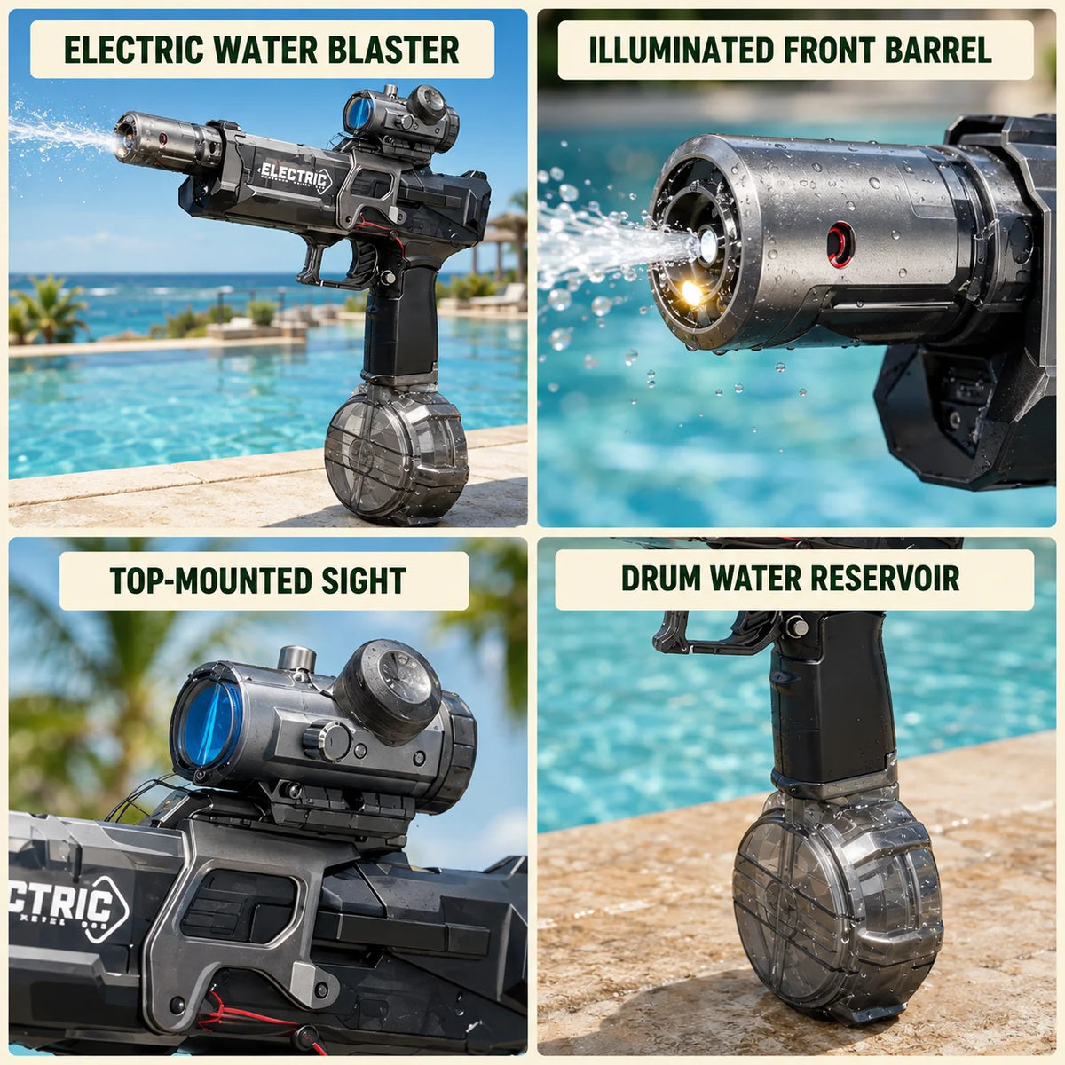 Kids Water Blaster Motorized Continuous Stream Rechargeable