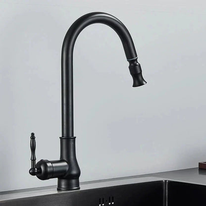 Kitchen Faucet Pull-Out Spray Head Solid Brass Antique Bronze Finish