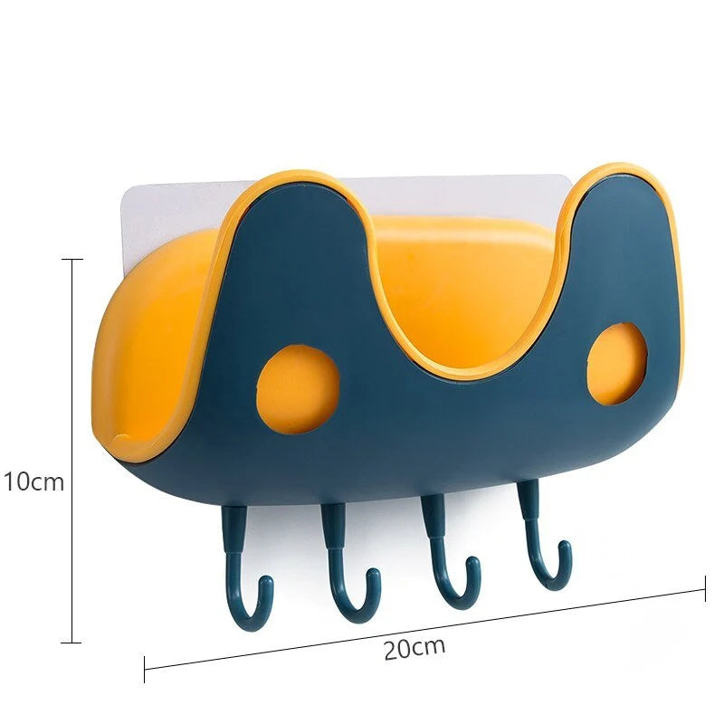 Kitchen Lid Organizer Wall-Mounted Adhesive 4 Utensil Hooks