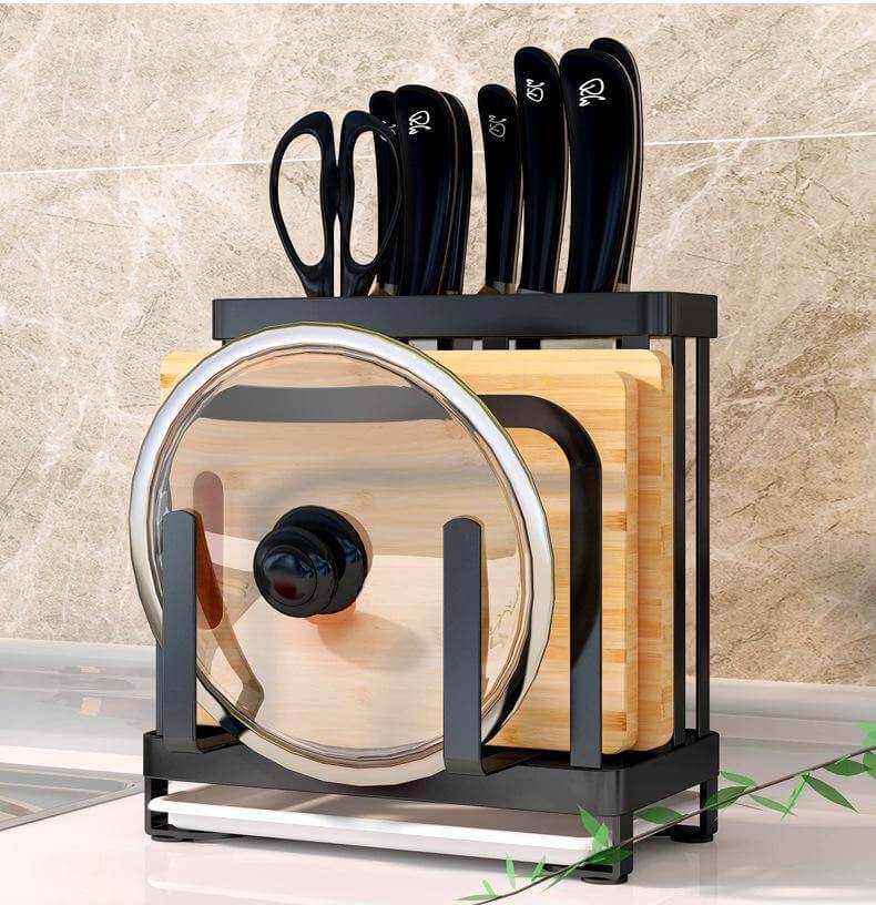 Kitchen Utensil Organizer Stainless Steel Ventilated Drying Rack Side Hooks
