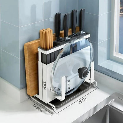 Kitchen Utensil Organizer Stainless Steel Ventilated Drying Rack Side Hooks