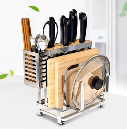 Kitchen Utensil Organizer Stainless Steel Ventilated Drying Rack Side Hooks