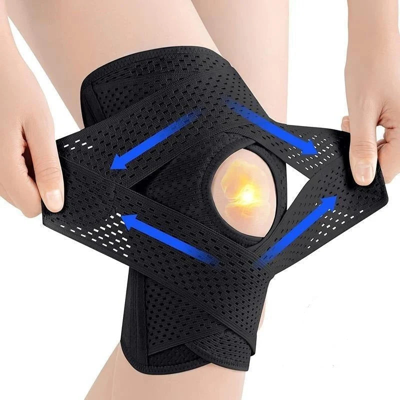 Knee Support Brace Open Patella Side Stabilizers Adjustable Compression Straps