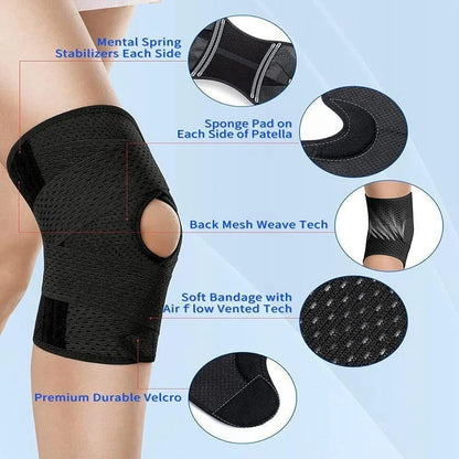 Knee Support Brace Open Patella Side Stabilizers Adjustable Compression Straps