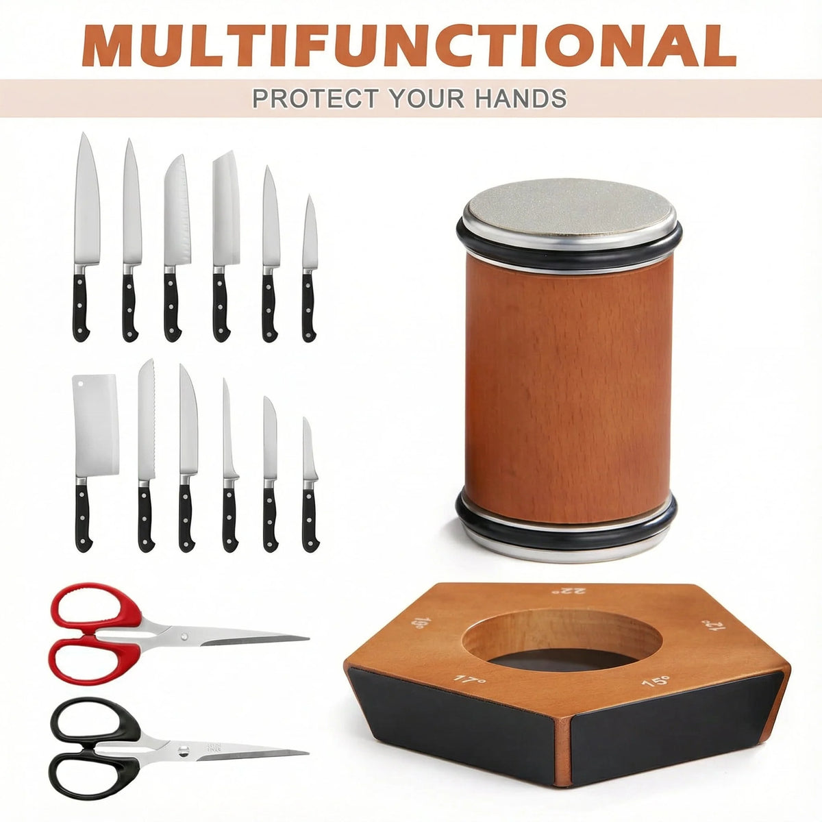 Knife Sharpener Magnetic Angle Guide Diamond-Coated Stones