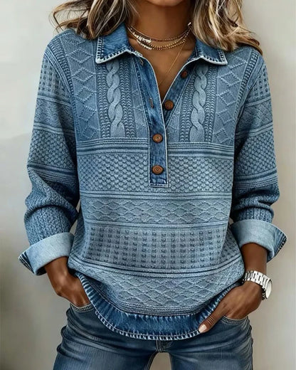 Knit Pullover Cable Knit Shirt Collar Relaxed Fit