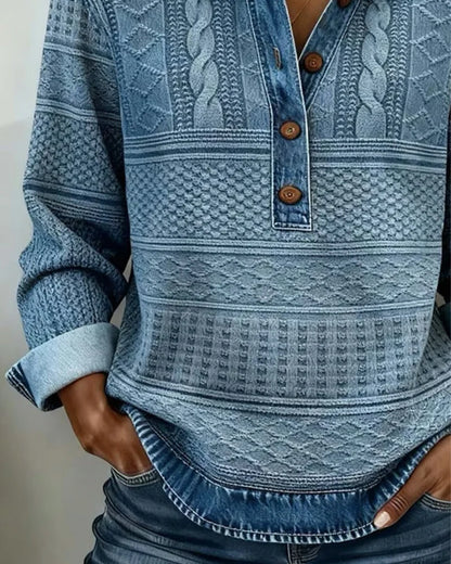 Knit Pullover Cable Knit Shirt Collar Relaxed Fit