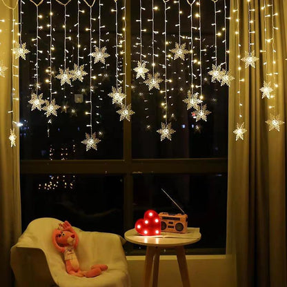 LED Curtain Lights Snowflake Multi Color Waterproof