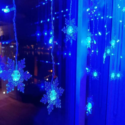 LED Curtain Lights Snowflake Multi Color Waterproof