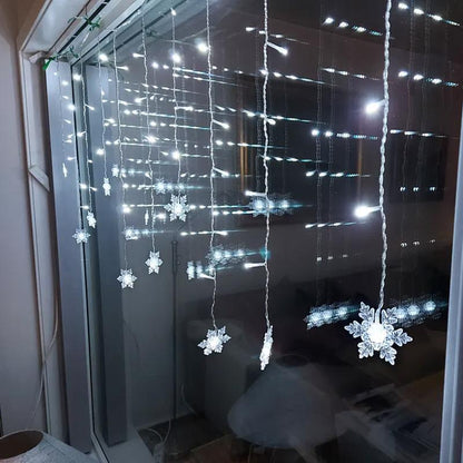LED Curtain Lights Snowflake Multi Color Waterproof