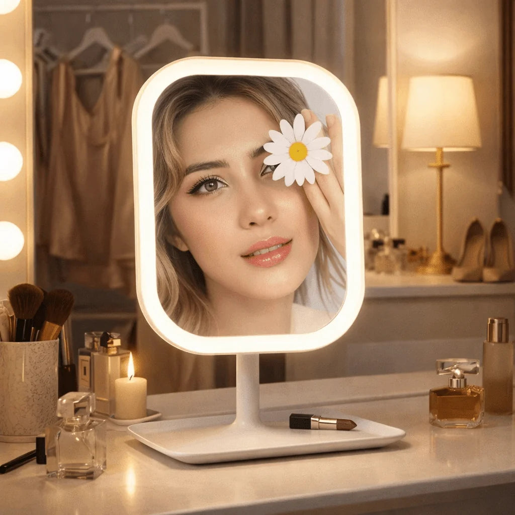 LED Makeup Mirror Touch Control Dimmable USB Rechargeable