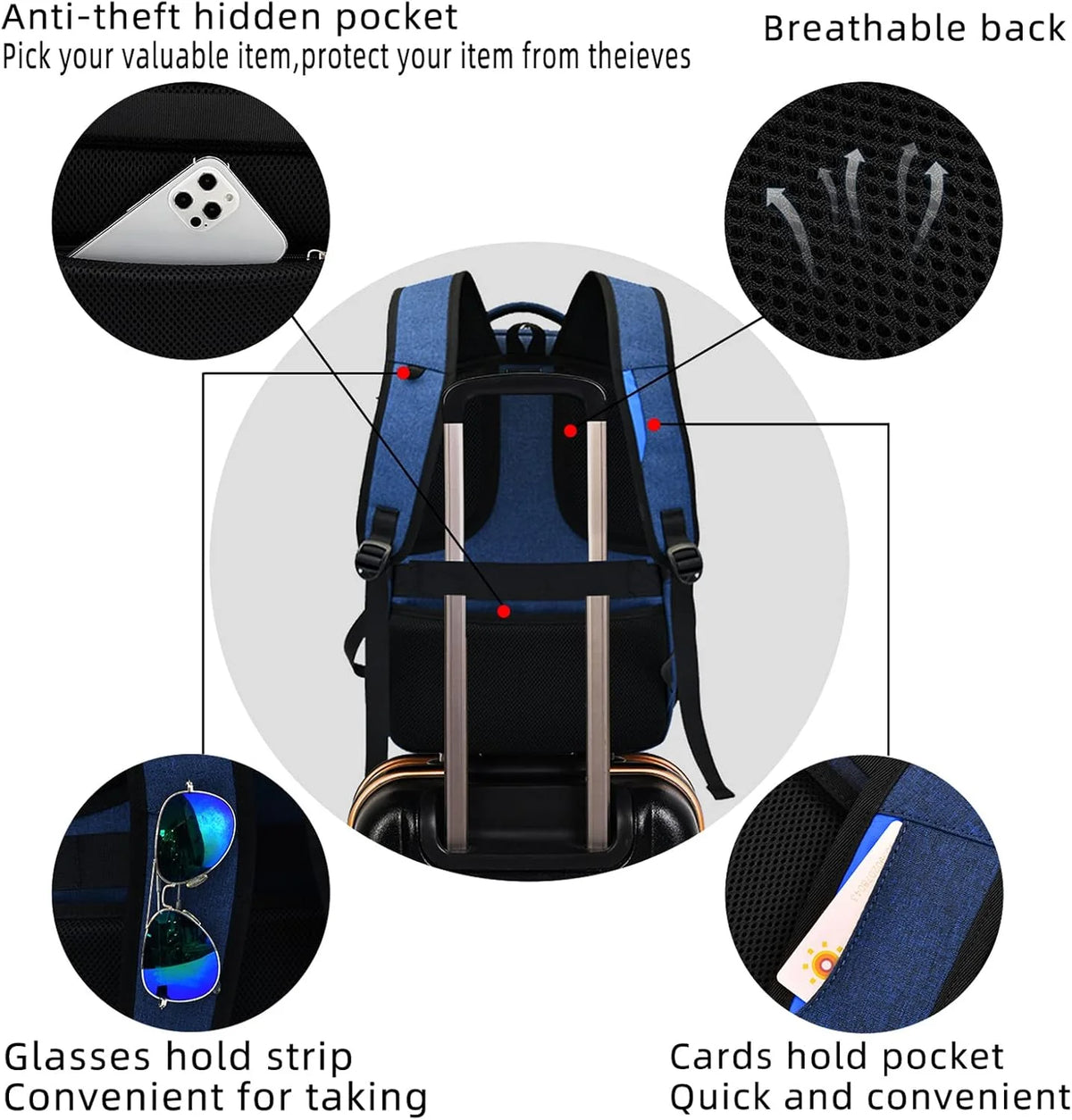 Laptop Backpack Waterproof USB Charging Fits 13–17 Inch