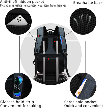 Laptop Backpack Waterproof USB Charging Fits 13–17 Inch