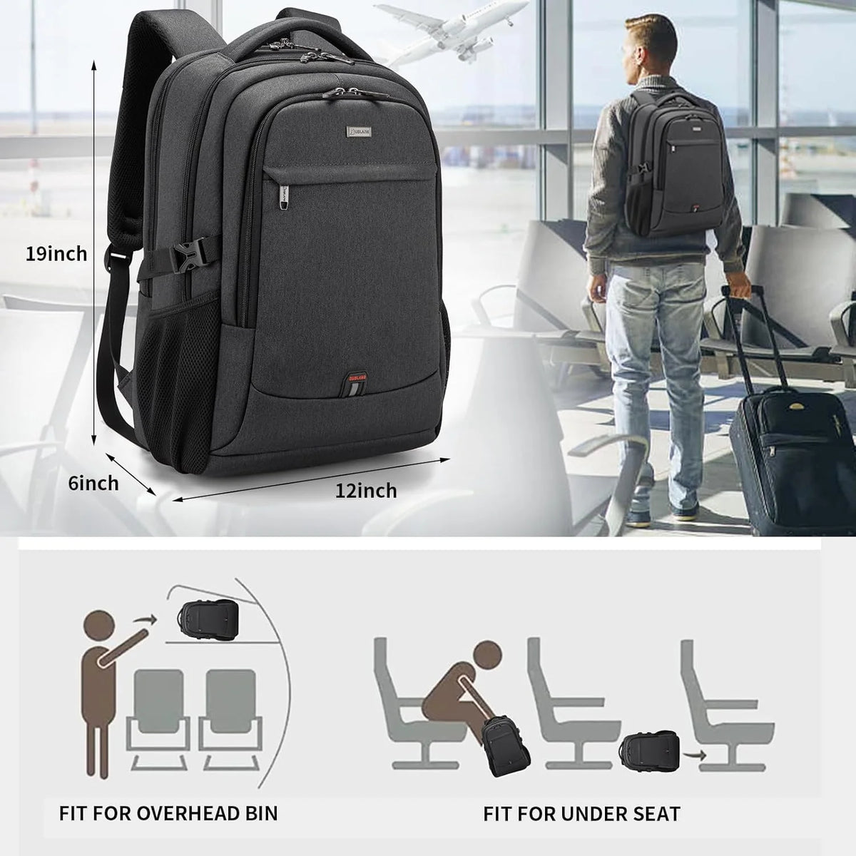 Laptop Backpack Waterproof USB Charging Fits 13–17 Inch