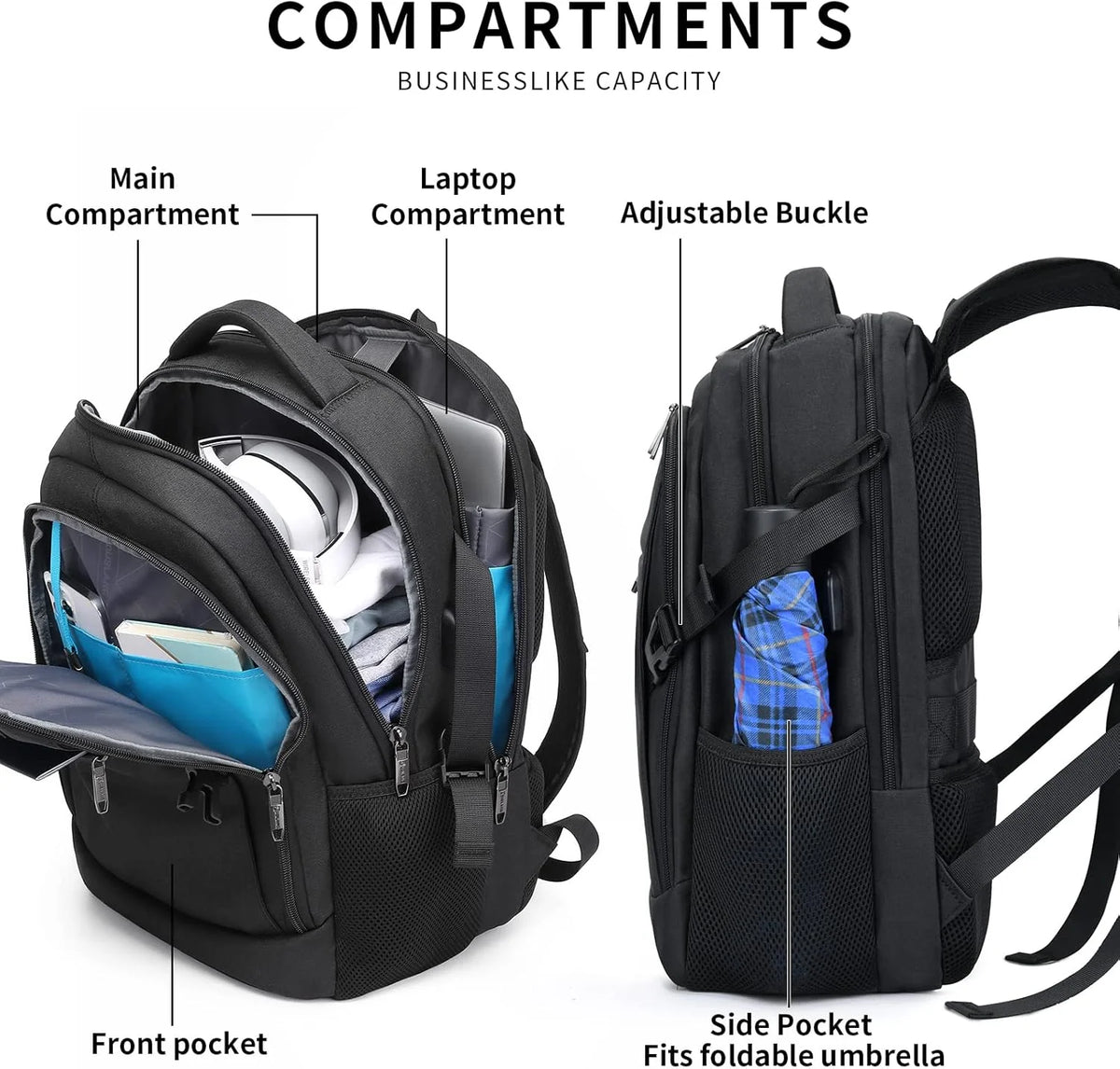 Laptop Backpack Waterproof USB Charging Fits 13–17 Inch
