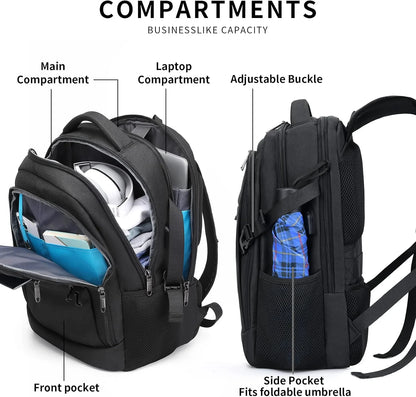 Laptop Backpack Waterproof USB Charging Fits 13–17 Inch