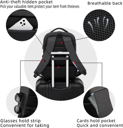 Laptop Backpack Waterproof USB Charging Fits 13–17 Inch