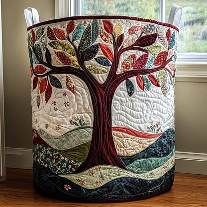 Laundry Basket Quilted Cotton-Polyester Self-Standing Foldable