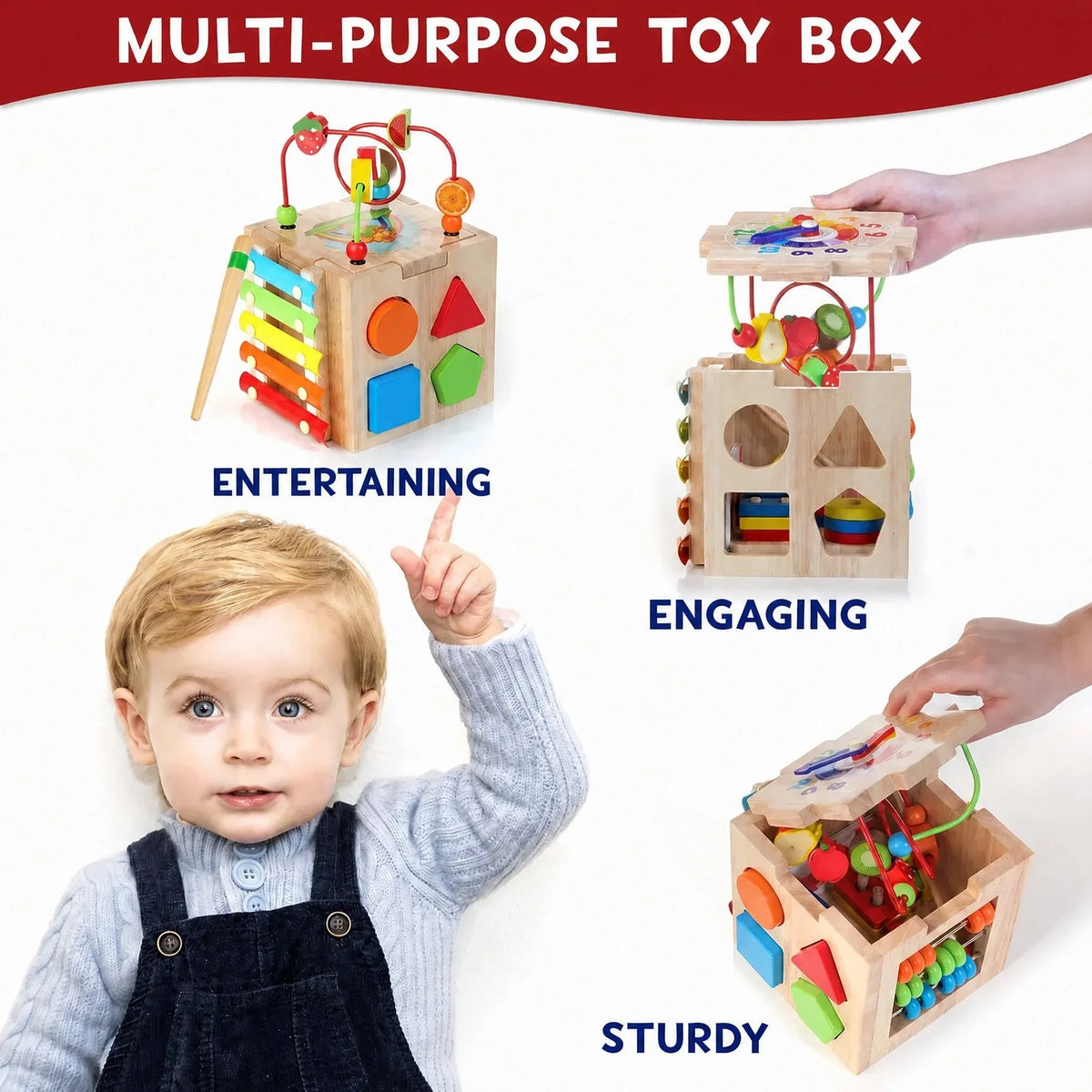 Learning Cube 8-in-1 Rubberwood Educational Activities