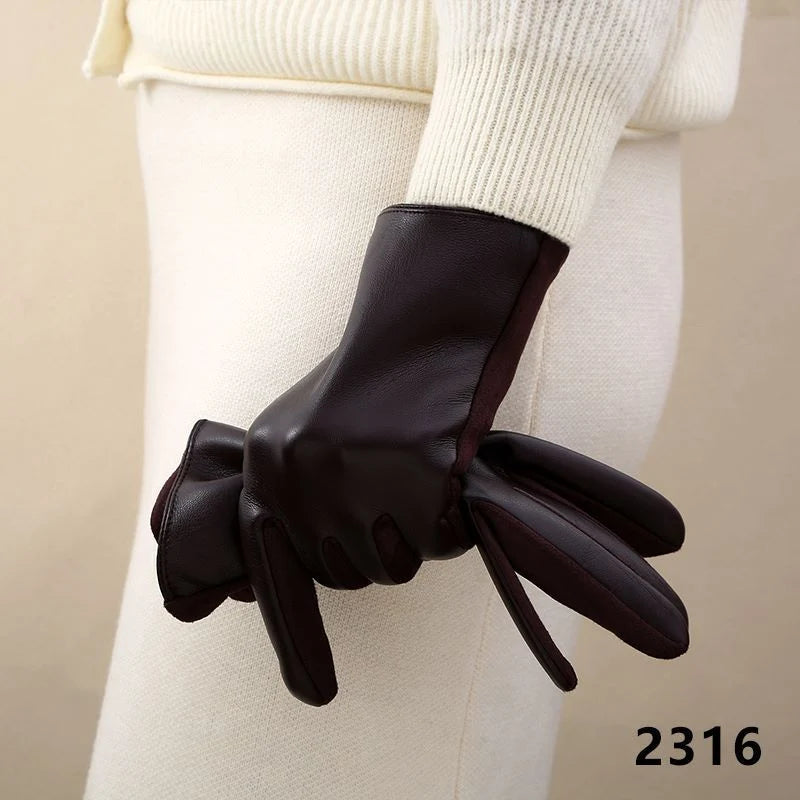 Leather Gloves Touchscreen Compatible Buckle Detail
