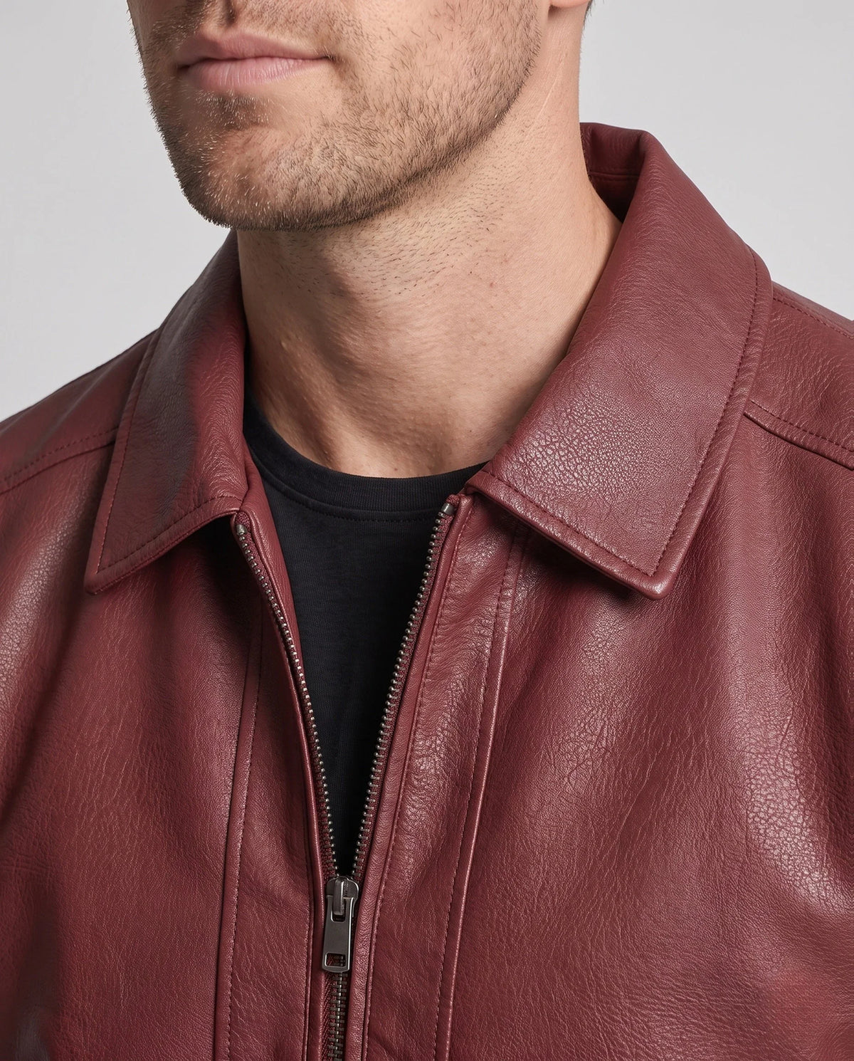 Leather Jacket Modern Fit Practical Pockets