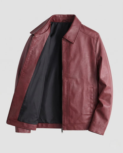 Leather Jacket Modern Fit Practical Pockets