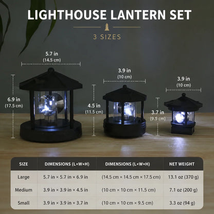 Lighthouse Garden Light Solar-Powered Rotating Beacon Weather-Resistant