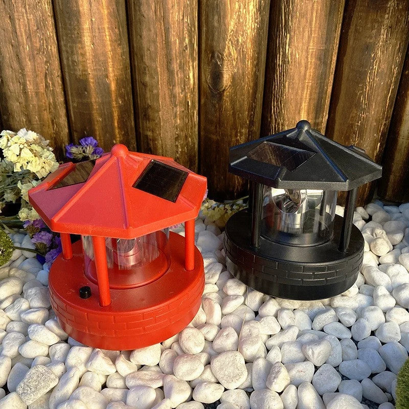 Lighthouse Garden Light Solar-Powered Rotating Beacon Weather-Resistant