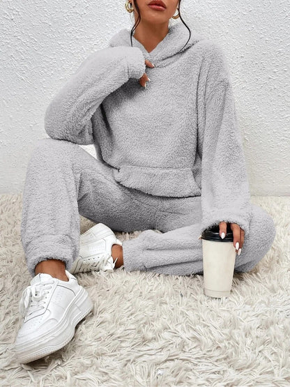 Loungewear Set Teddy Fleece Hoodie & Pants Relaxed Fit