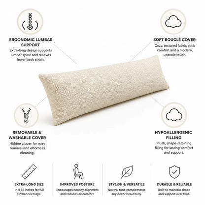 Lumbar Pillow Extra-Long Ergonomic Bouclé Cover