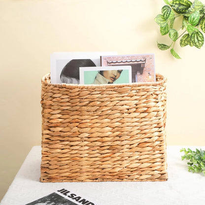 Magazine Organizer Handcrafted Woven Paper Rope Scalloped Edges