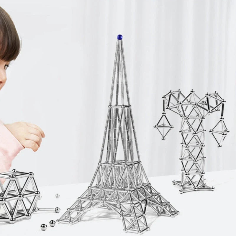 Magnetic Building Set Strong Magnets Rods & Steel Balls