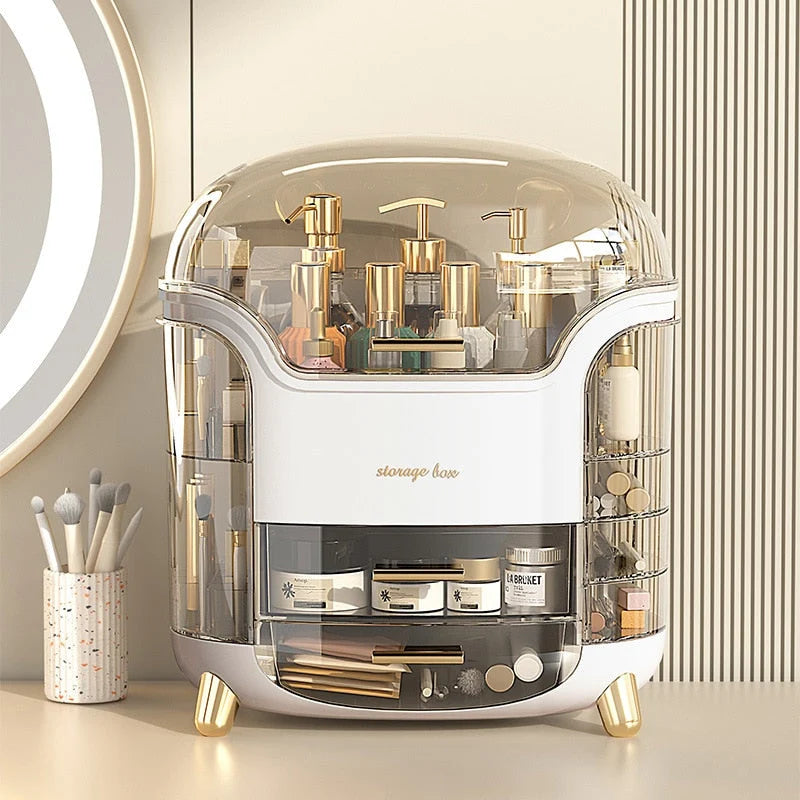 Makeup Organizer Clear Dust-Protective Compact Design