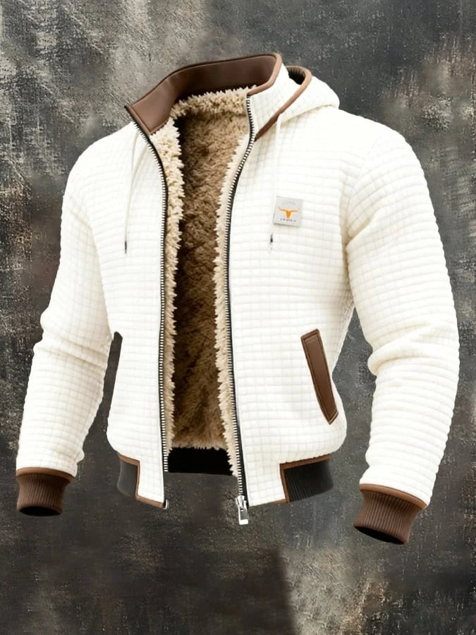 Men's Jacket Quilted Fleece-Lined Windproof Fit