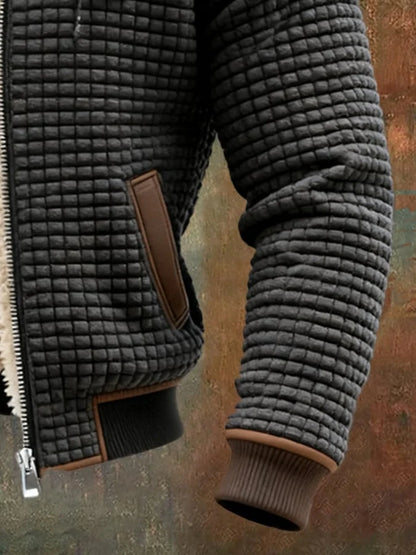 Men's Jacket Quilted Fleece-Lined Windproof Fit