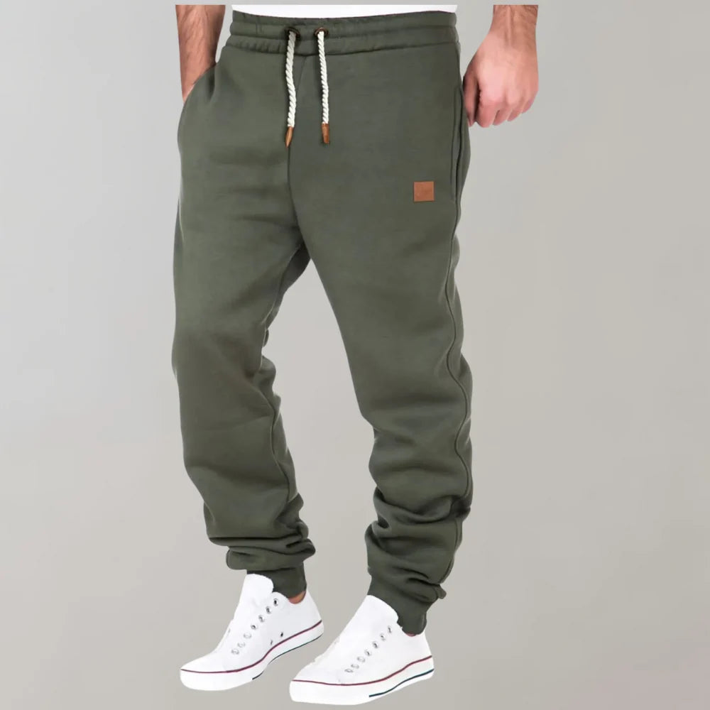 Men's Jogging Pants Soft Breathable Fabric Elastic Waistband & Drawstring