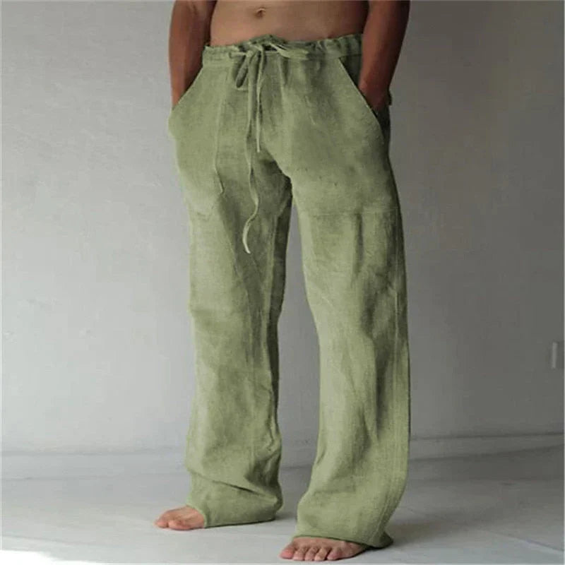 Men's Pants Breathable Cotton-Linen Straight Leg