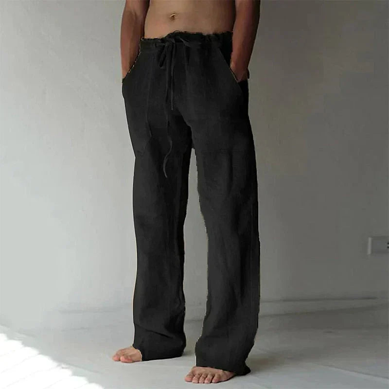 Men's Pants Breathable Cotton-Linen Straight Leg