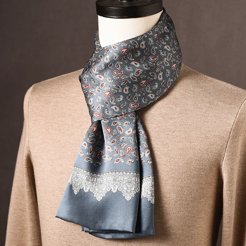 Men’s Silk Scarf Double Layer Polka Dot
