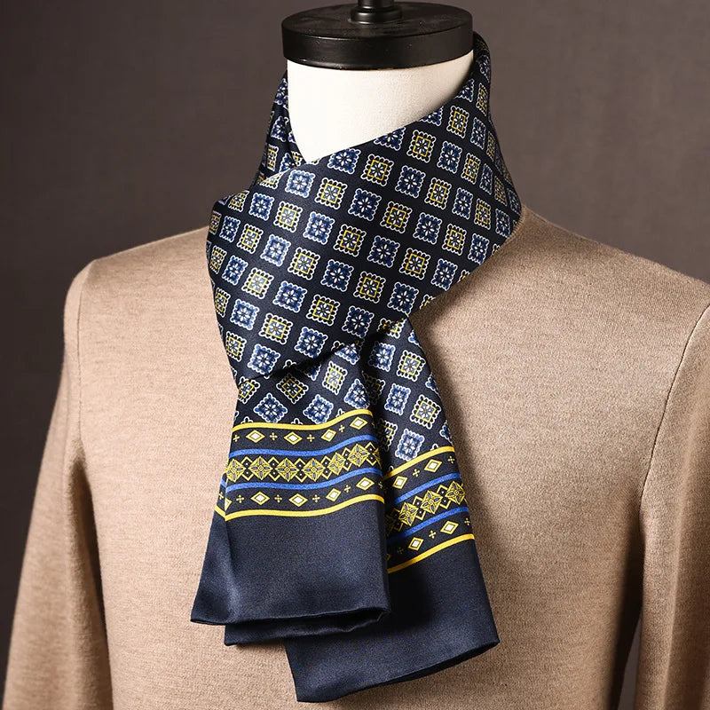 Men’s Silk Scarf Double Layer Polka Dot