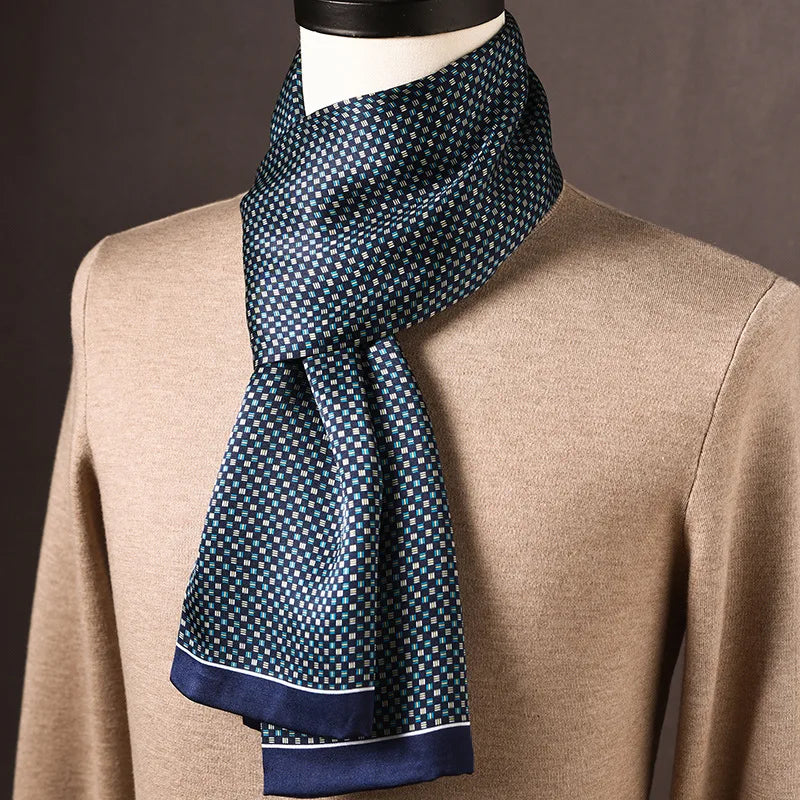 Men’s Silk Scarf Double Layer Polka Dot