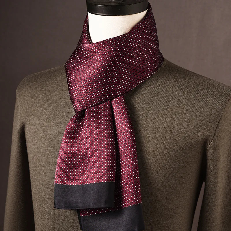Men’s Silk Scarf Double Layer Polka Dot