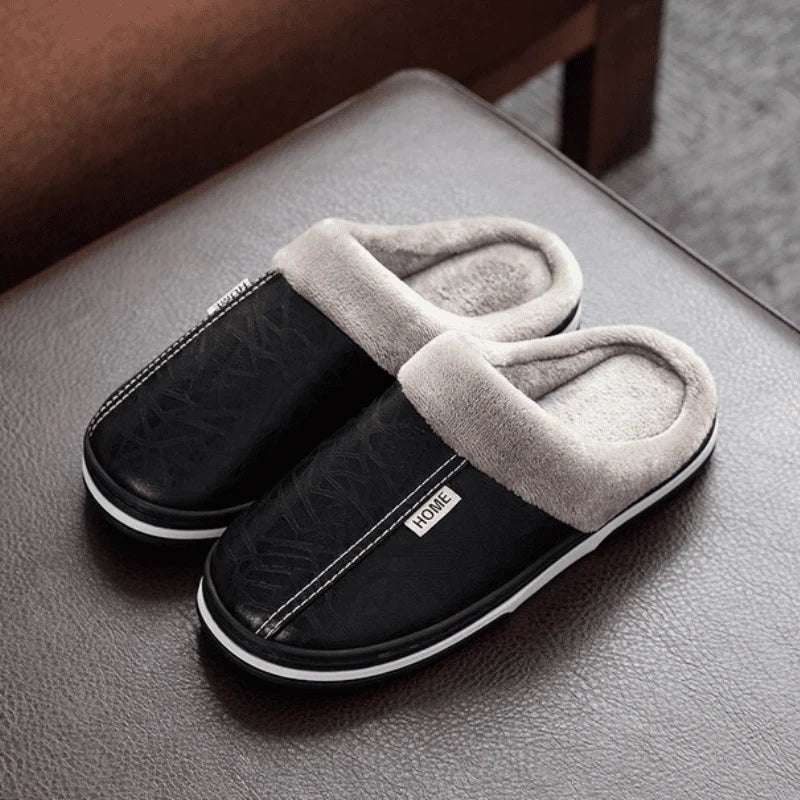 Men’s Slippers Plush Lined Cushioned EVA Sole Slip-On Design