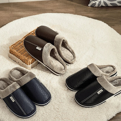 Men’s Slippers Plush Lined Cushioned EVA Sole Slip-On Design