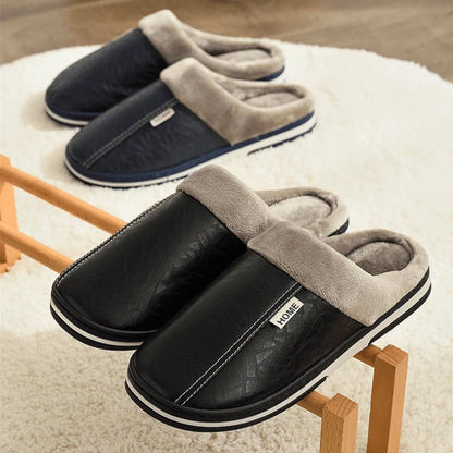 Men’s Slippers Plush Lined Cushioned EVA Sole Slip-On Design